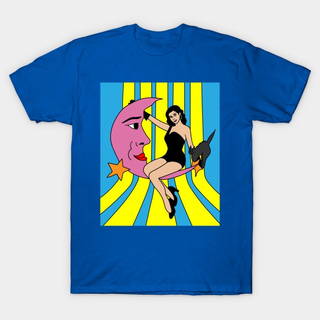 Flying Witch On A Broomstick With A Hat T-Shirt by flofin